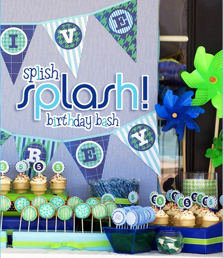 Splish Splash Pool Party Birthday Party Printables Collection - Boy